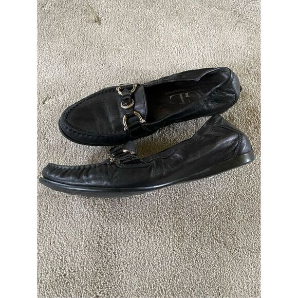 AGL Loafer 38 HORSEBIT Silver Buckle Patent Moc Toe Driving Slip On Italy - Picture 2 of 5